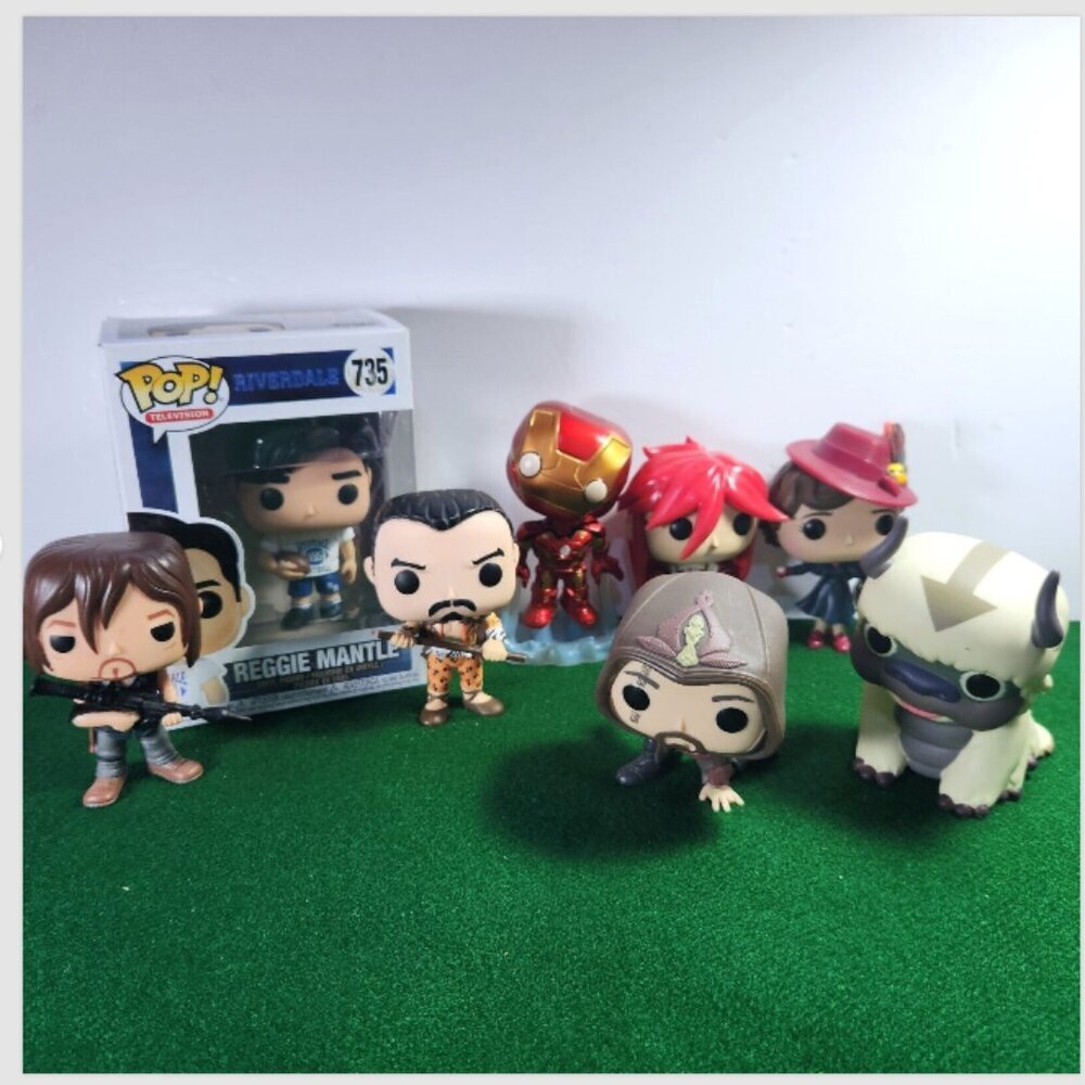 Funko Pop Lot of 8 Mixed Pops Grell Daryl Dixon Appa Iron Man Reggie Mantle Mary